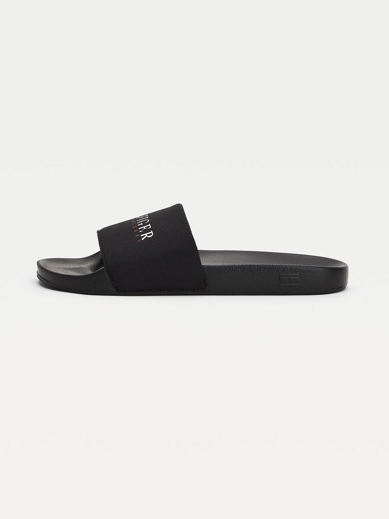 Férfi Tommy Hilfiger Recycled hilfiger pool Slide Fekete | HU 1425XYU